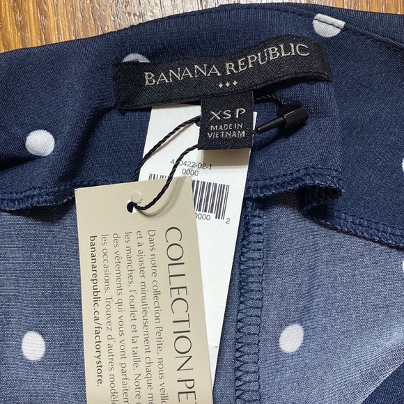 Banana Republic navy & white polka dot v neck sleeveless wrap dress size XSP - Picture 7 of 8